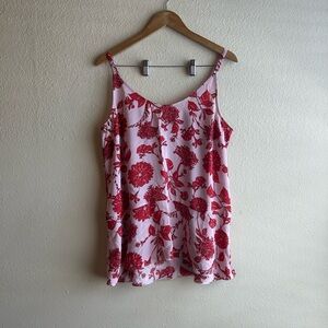 CAbi Red and Pink Floral Tank Pink Adore Cranberry Floral Size: Large
